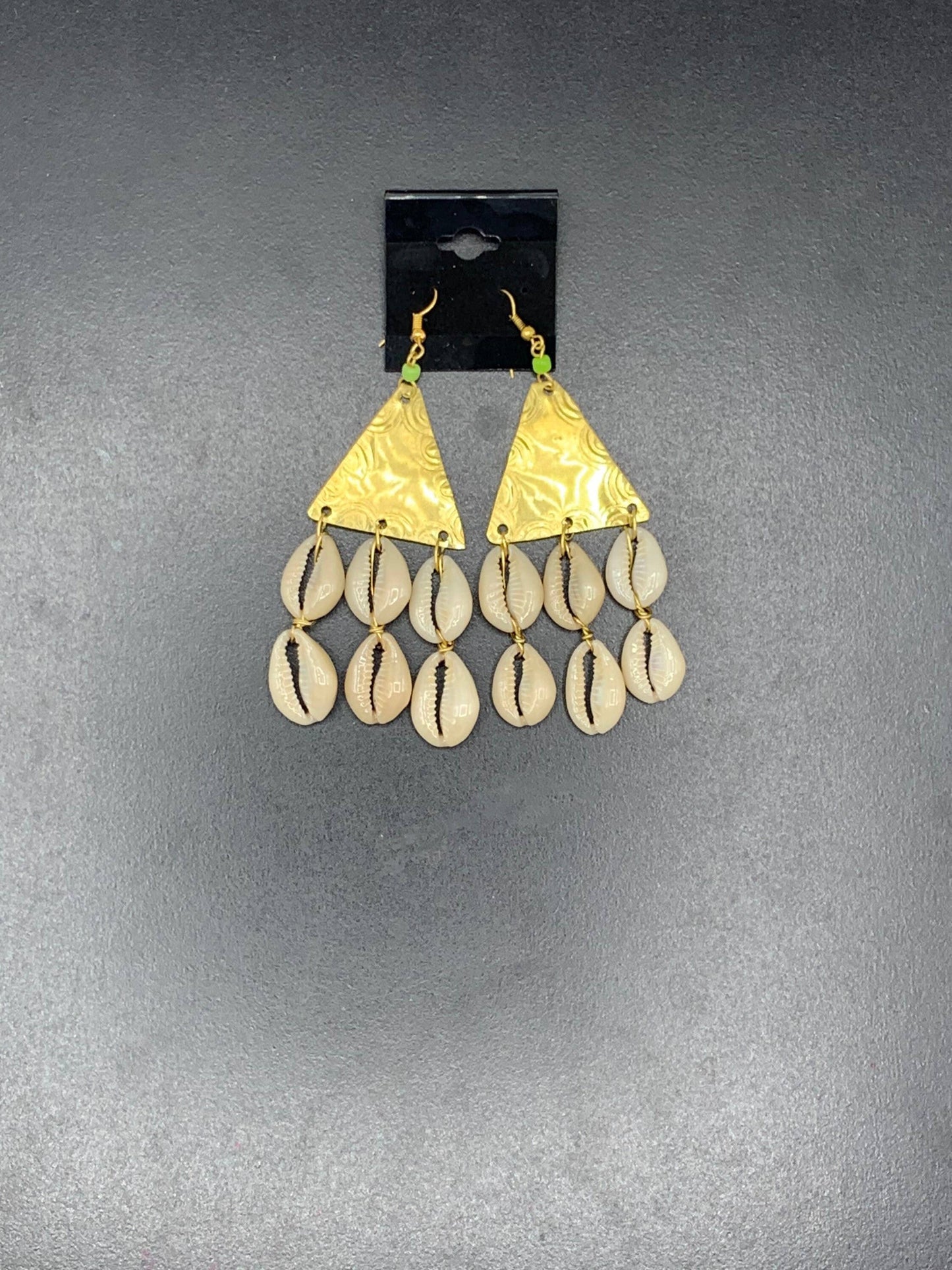 Brass Cowrie Shell Long Earrings