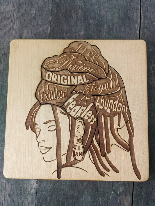 "I AM" Affirmations Puzzle - Loc'd Woman