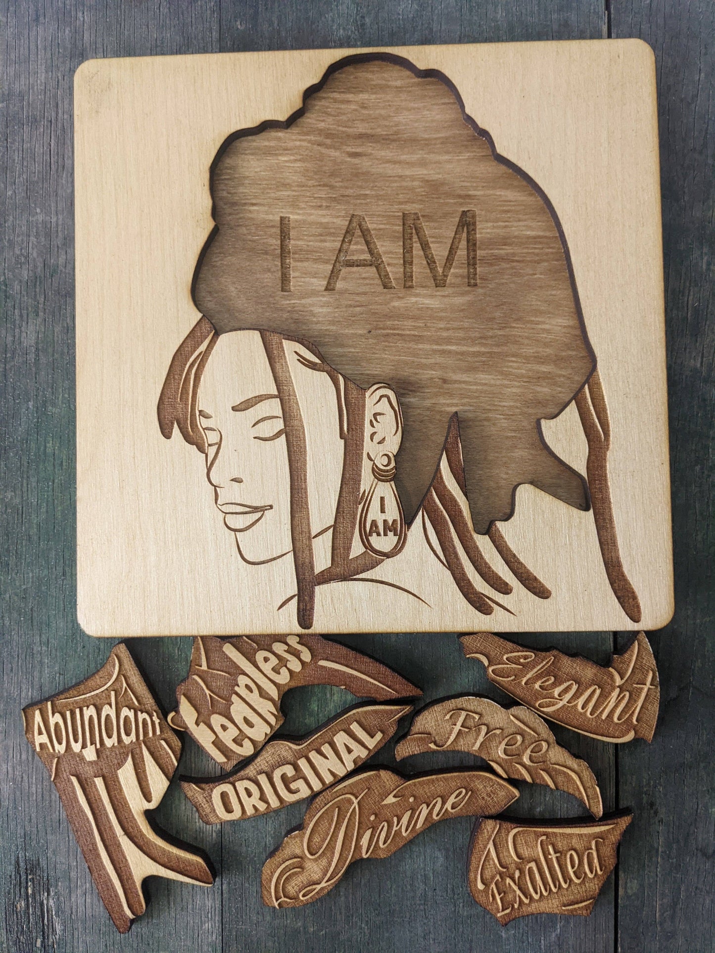 "I AM" Affirmations Puzzle - Loc'd Woman